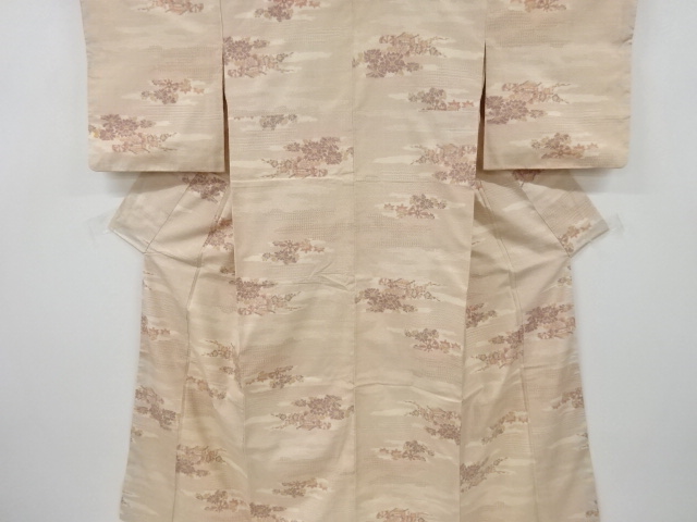 JAPANESE KIMONO / ANTIQUE KIMONO / SILK / TOKAMACHI TSUMUGI / WOVEN FLOWER CART